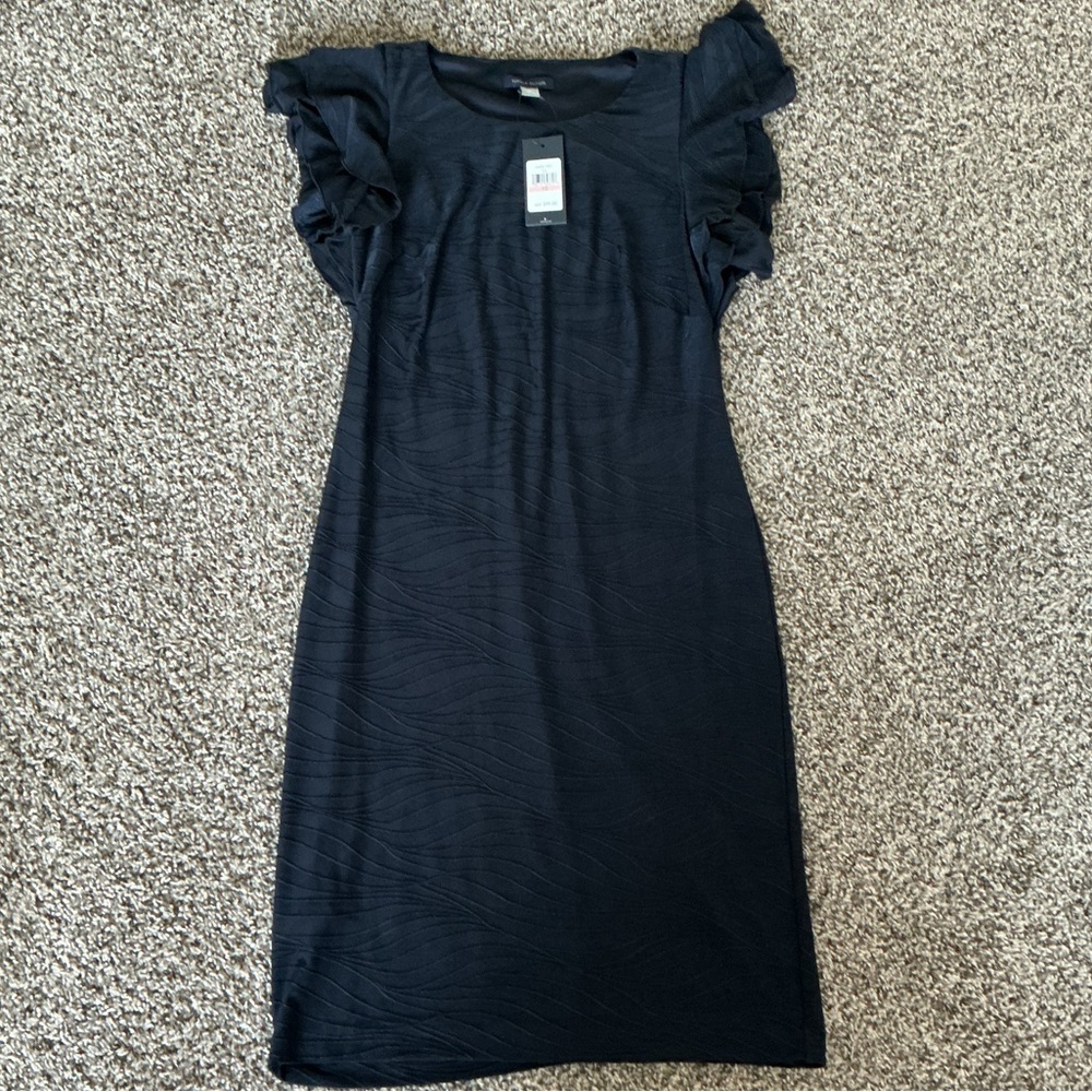 Tommy Hilfiger Navy Ruffle Sleeve Midi Dress